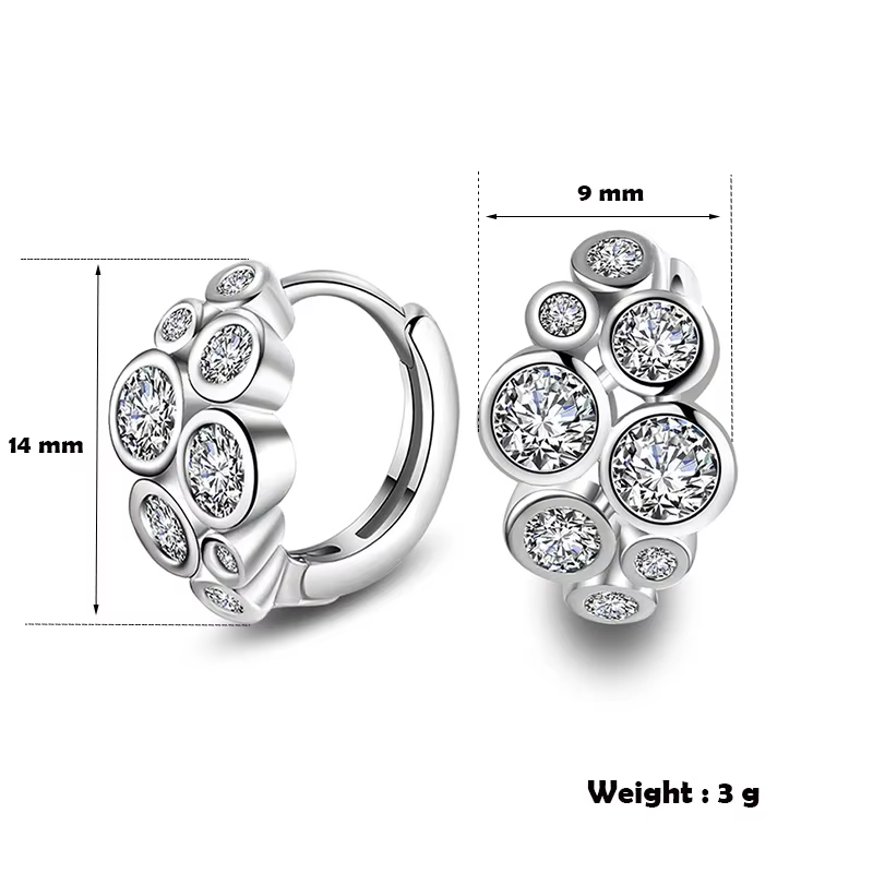 Boucles d'oreilles créoles brillantes de luxe pour femmes