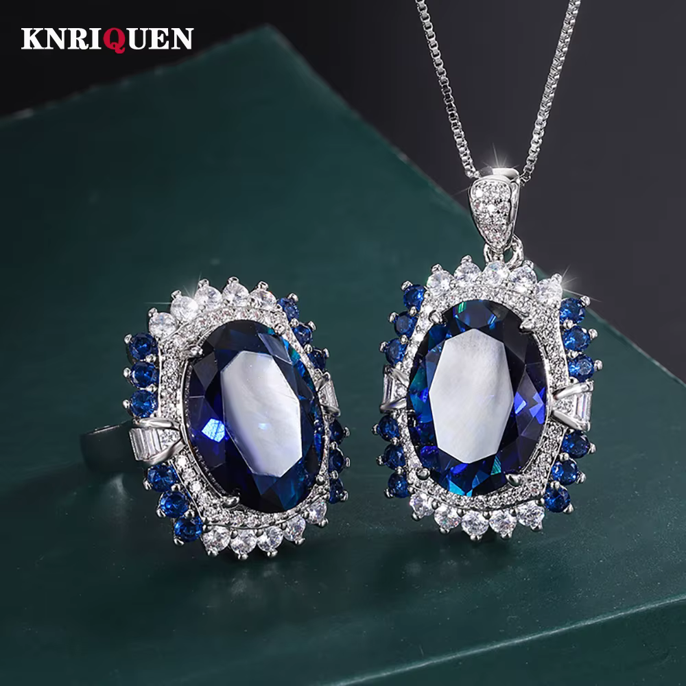 Collier pendentif en pierre précieuse saphir pour femme