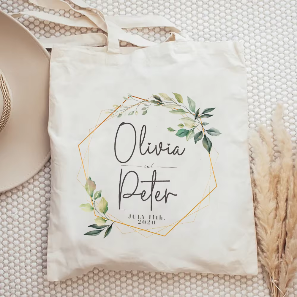 Sacs fourre-tout en toile personnalisés pour cadeaux de mariage
