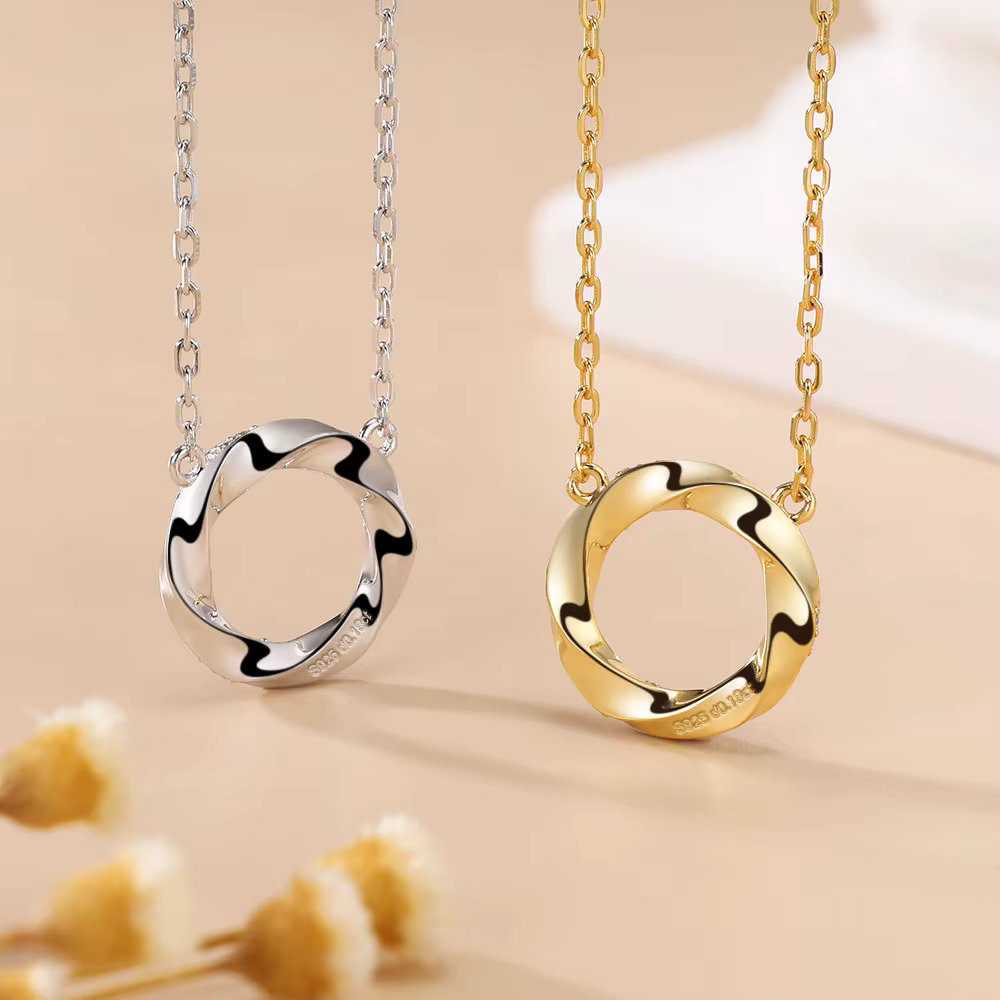 Collier pendentif cercle Mobius en moissanite Pretty Beauty pour femme