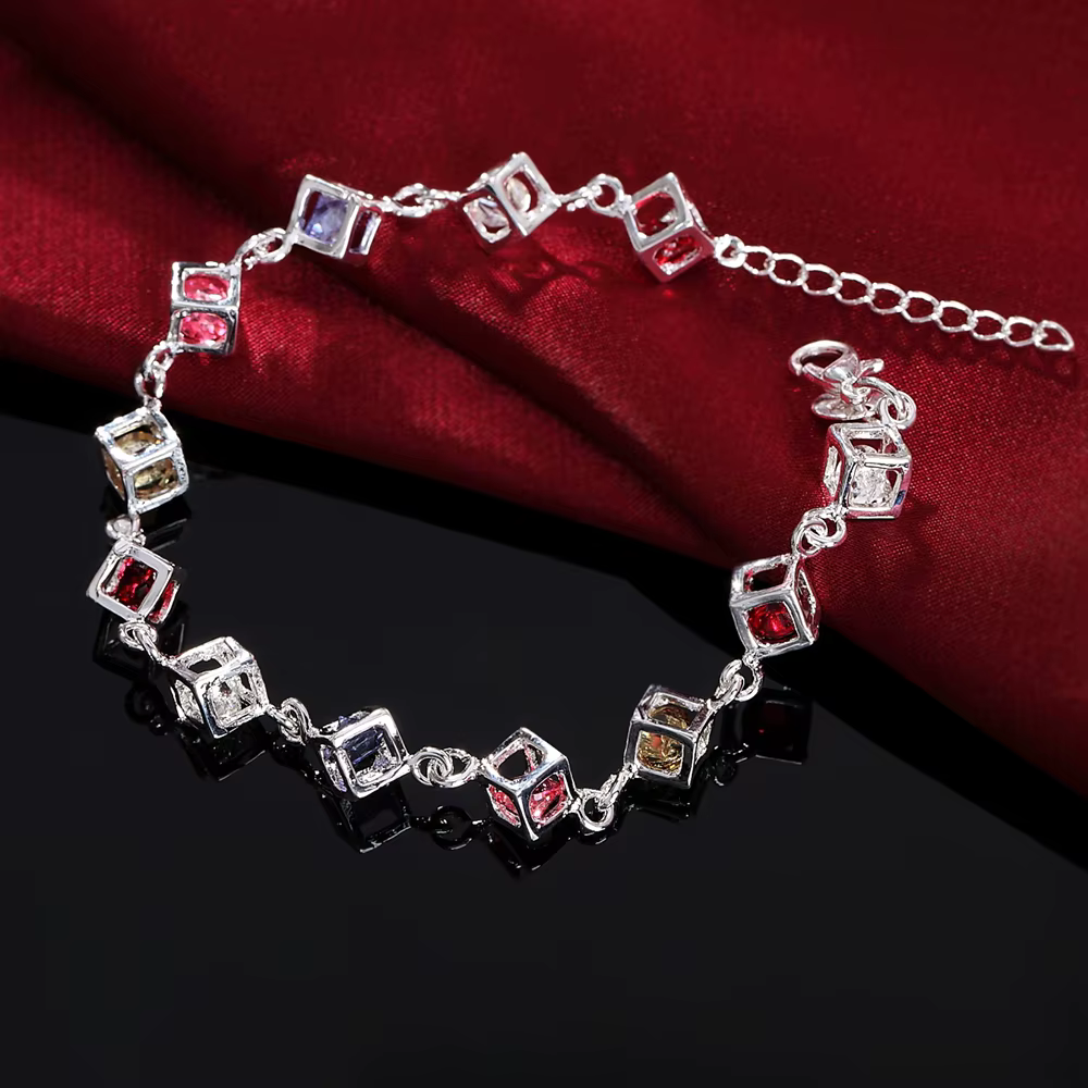Bracelets en treillis de zircon en argent Sterling 925 pour femmes