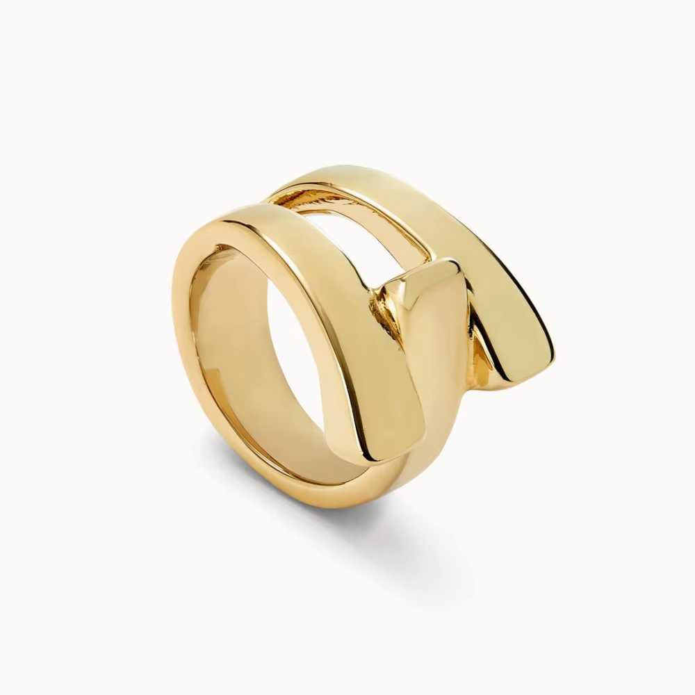 Bague géométrique en or et argent