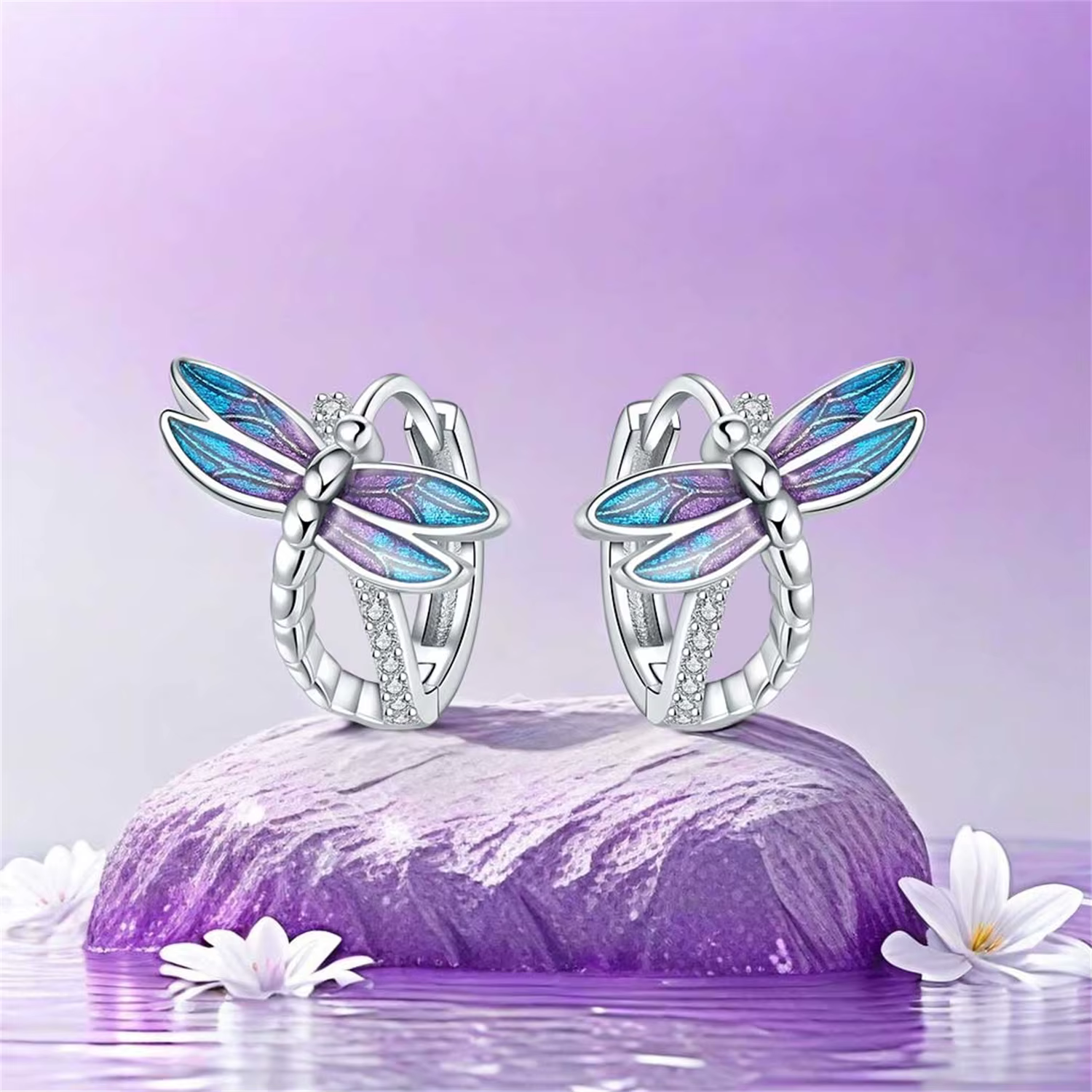 Boucles d'oreilles libellule en argent Sterling 925