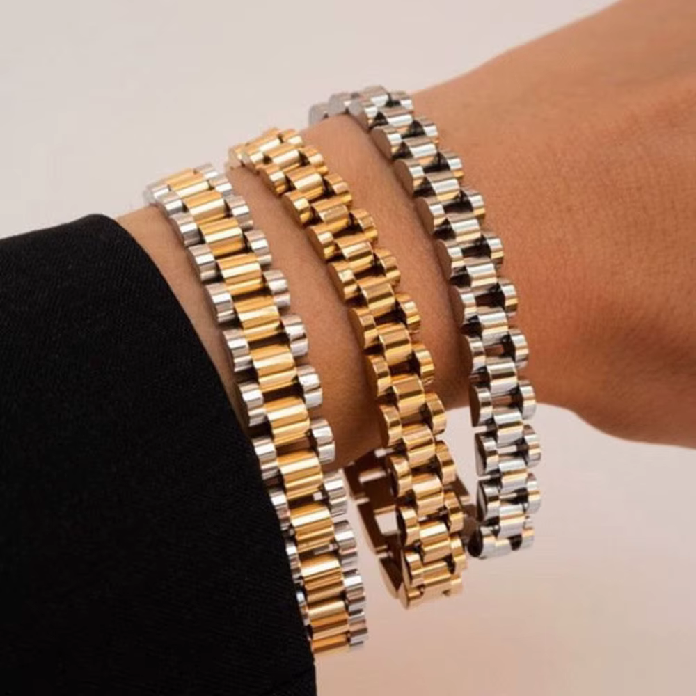 Bracelet-montre de luxe en acier inoxydable pour hommes et femmes