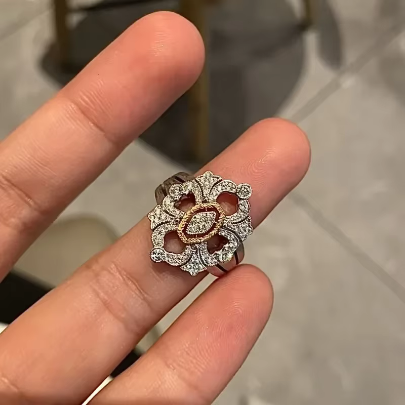 Bague de fiançailles florale en argent 925