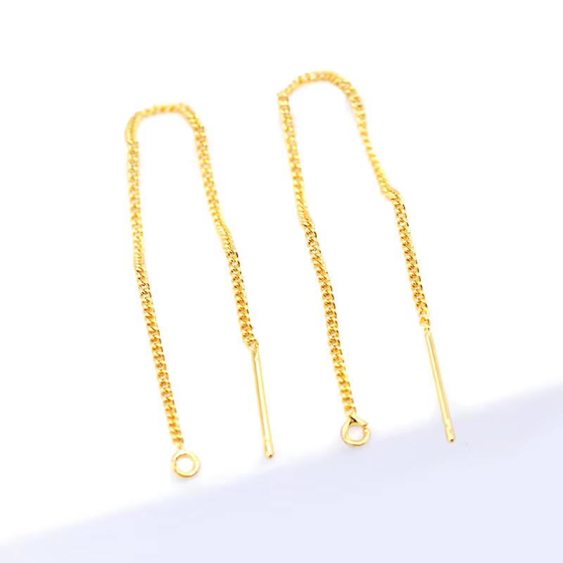 Boucles d'oreilles pendantes à chaîne à pampilles couleur or 18 carats pour femme