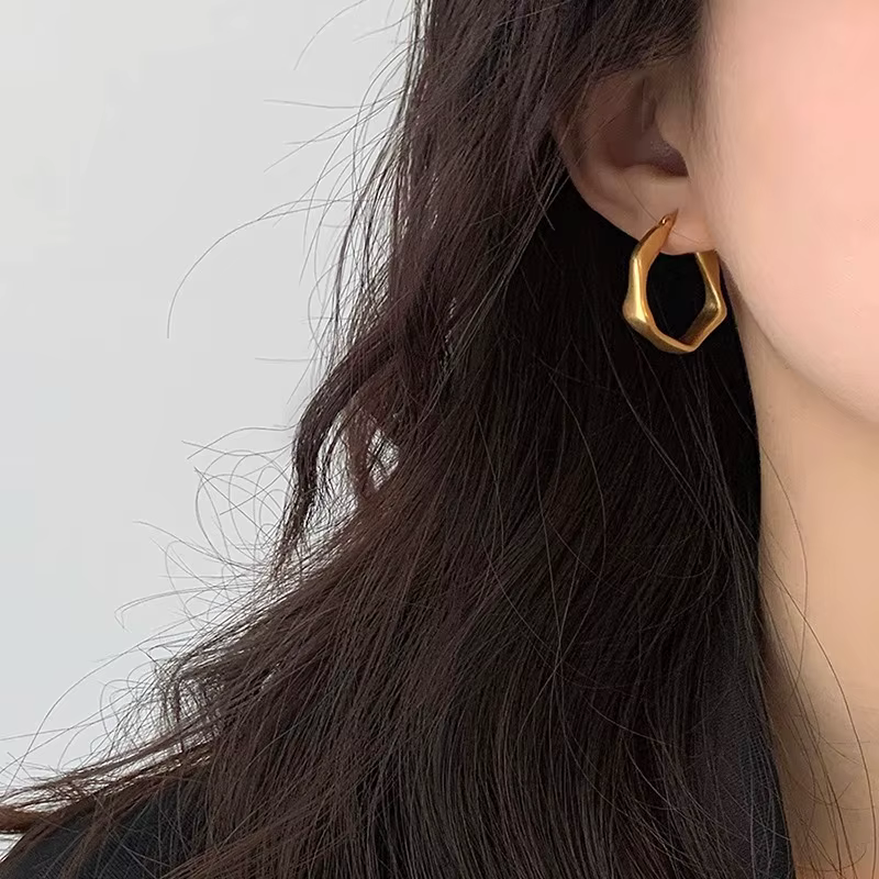 PONYKISS Boucles d'oreilles rondes irrégulières couleur or pour femmes