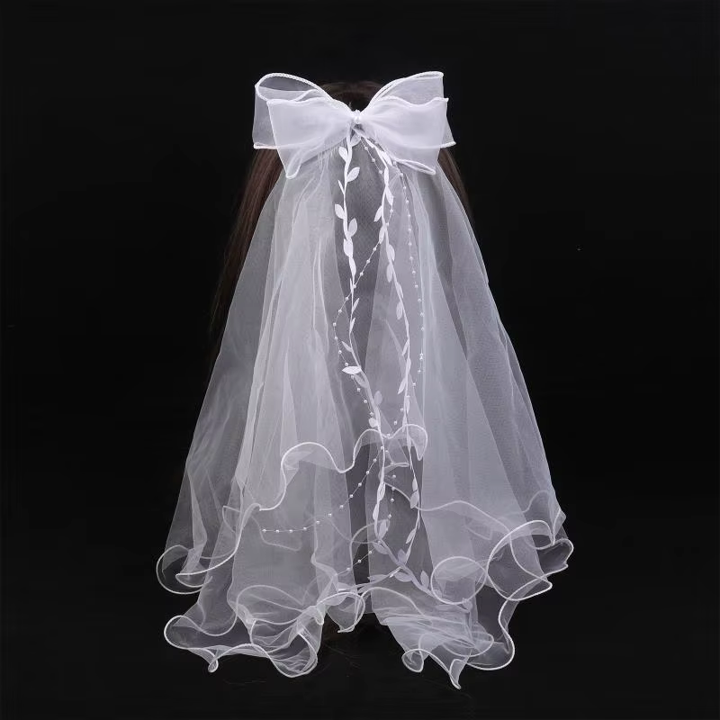 Voile de mariée en tulle à deux couches pour femme