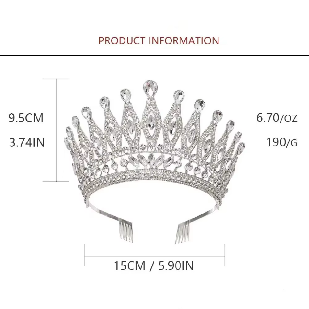 Accessoires de coiffure : Couronnes baroques en cristal avec peigne