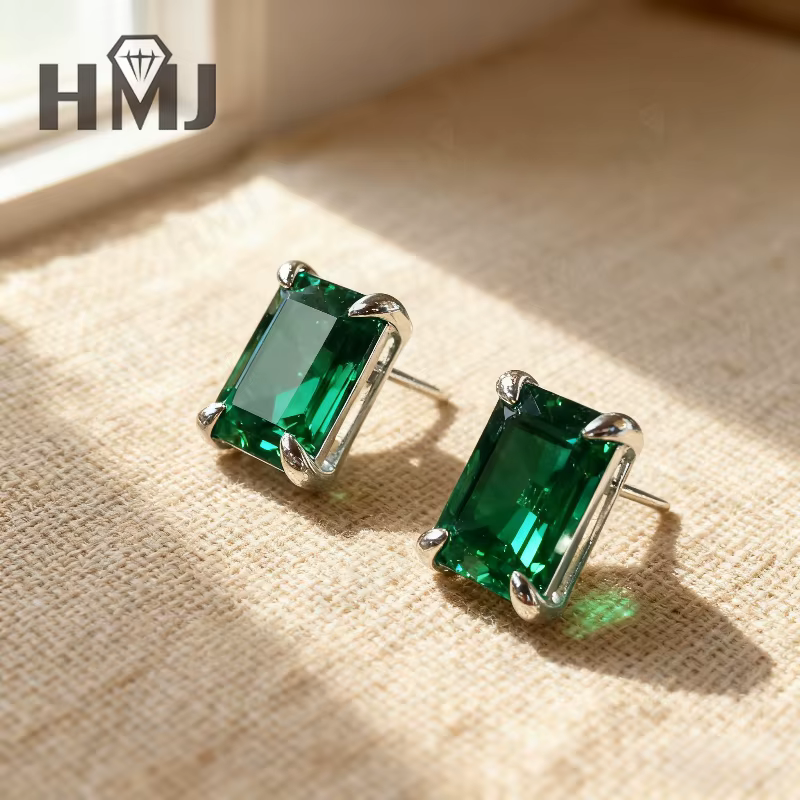 Boucles d'oreilles Columbia en émeraude/rubis/saphir cultivées en laboratoire