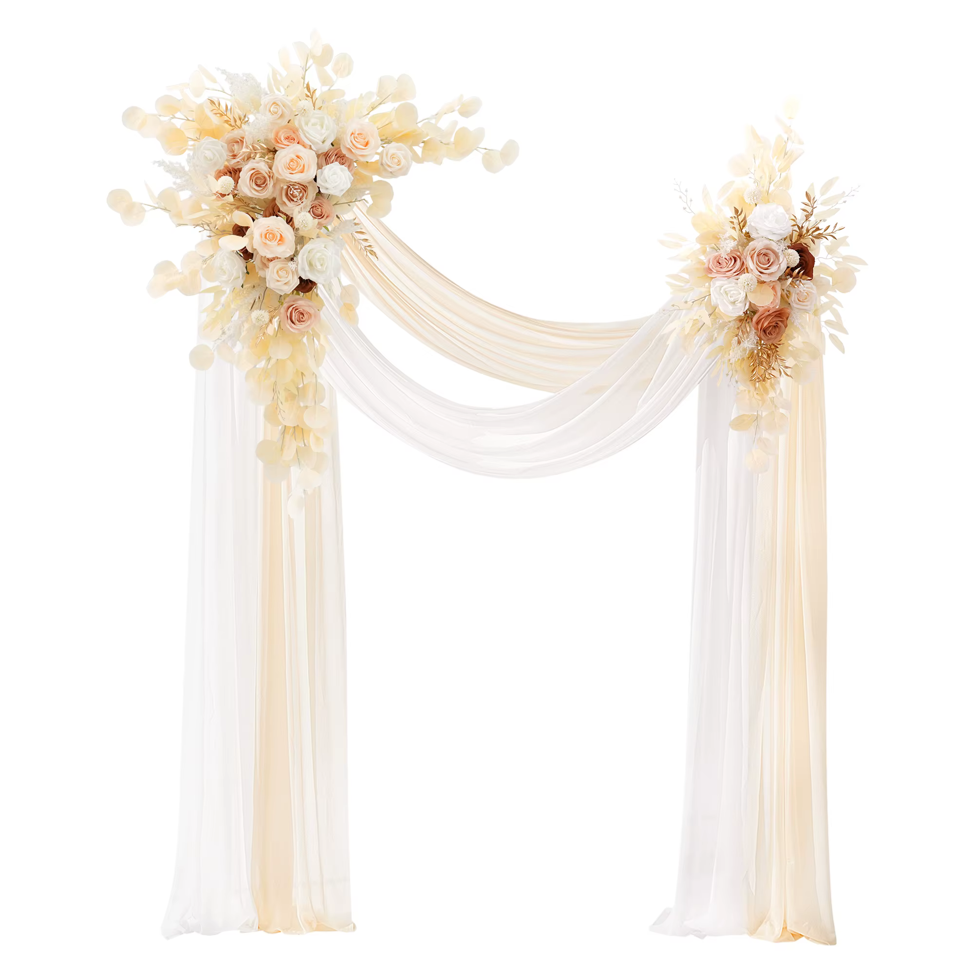 C9008 Décor pour arc de mariage fleurs avec rideaux paquet de 4 pièces