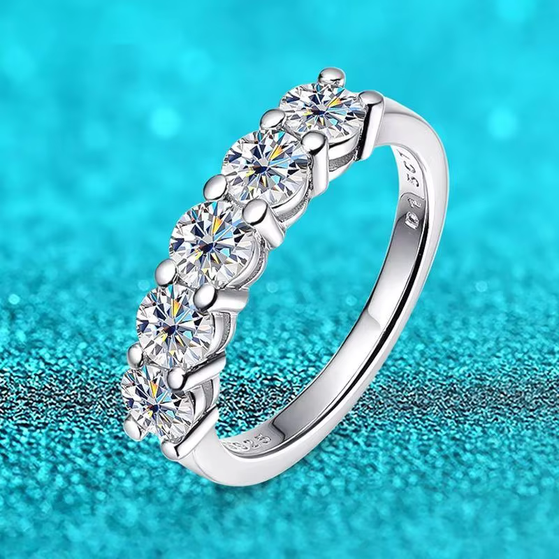 4mm D couleur VVS Moissanite bague pour femmes Total 1.5CT S925 bijoux en argent Sterling passer diamant testeur bandes