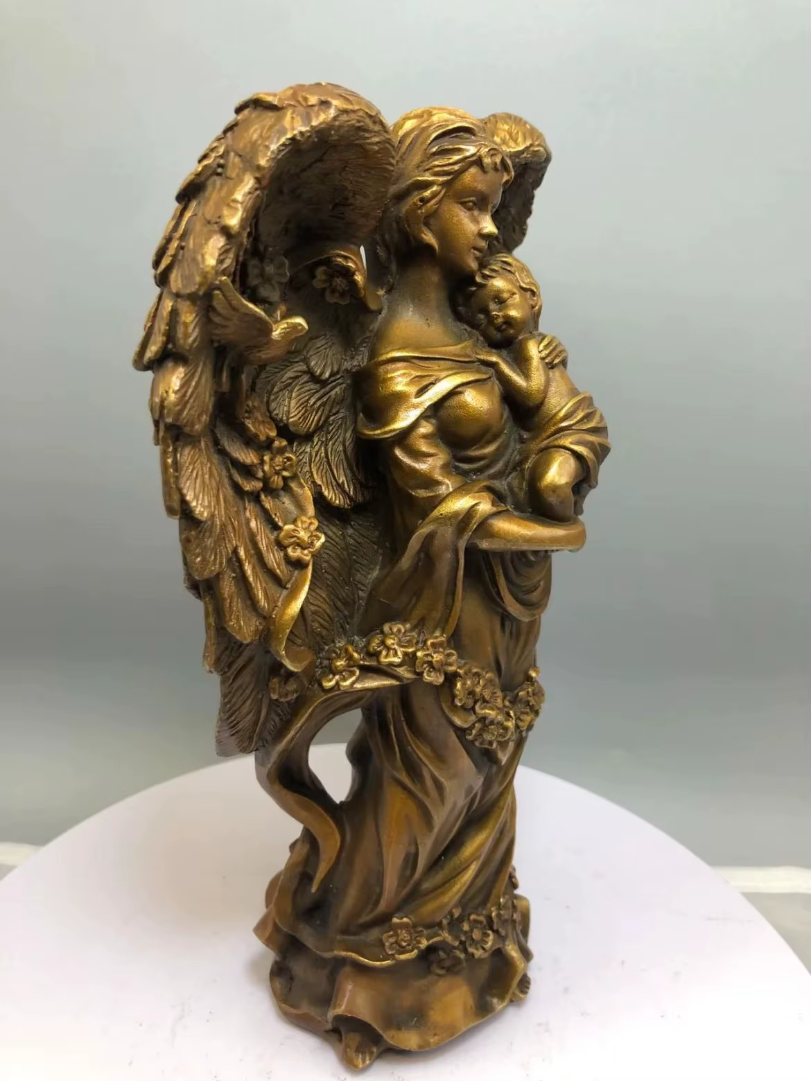 Ancienne collection art classique christianisme catholicisme bronze sculpture statue ange