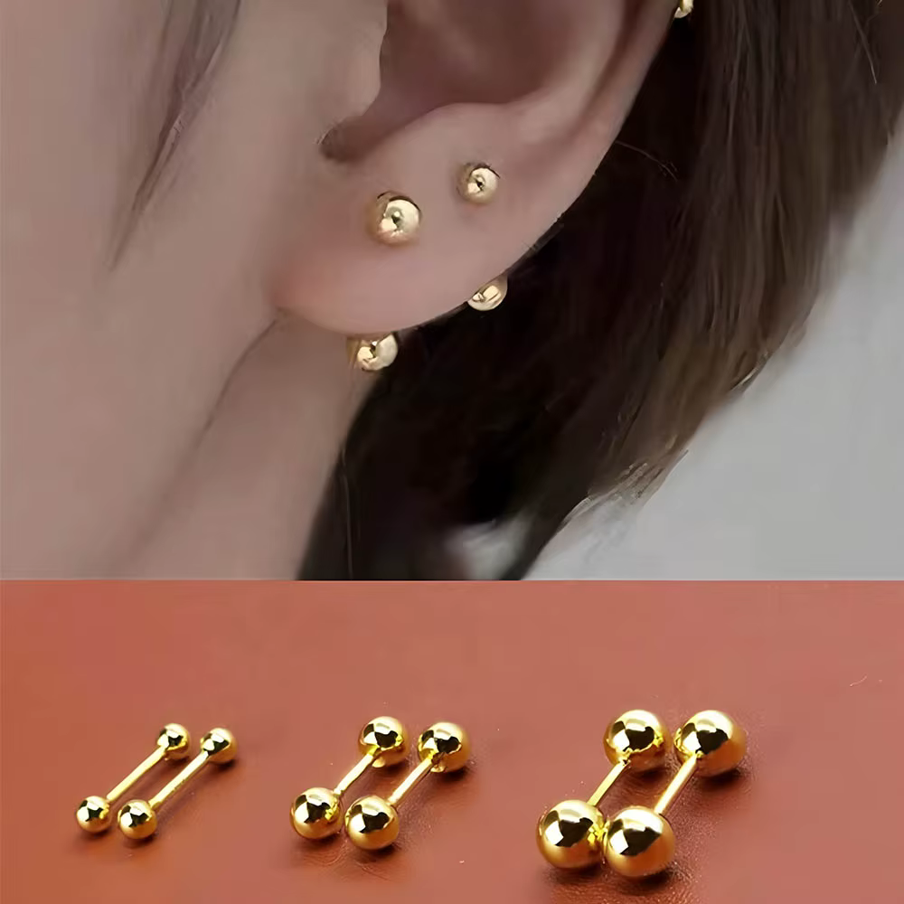 Ensemble de 6 boucles d'oreilles en acier chirurgical 16G (3/4/5mm)