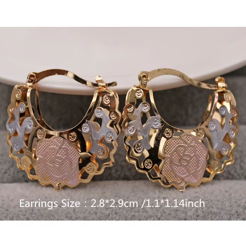 Boucles d'oreilles créoles plaquées or 14 carats pour femmes