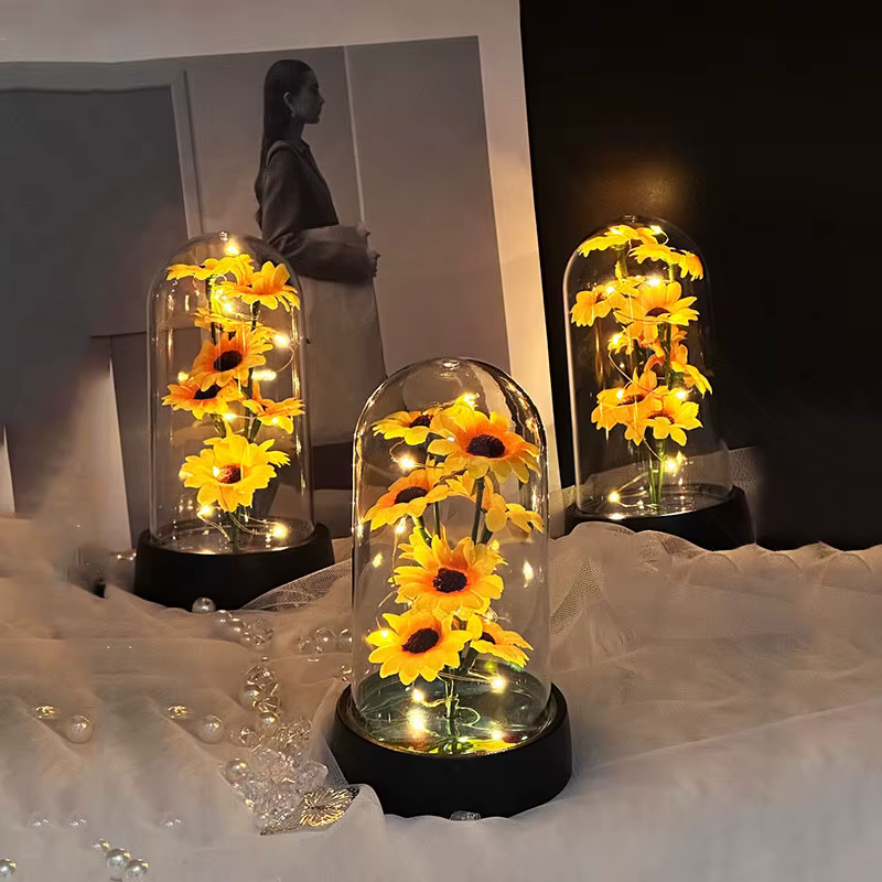 Cadeau de saison de remise des diplômes petit ensemble en plastique de tournesol fête des mères envoyer à la femme