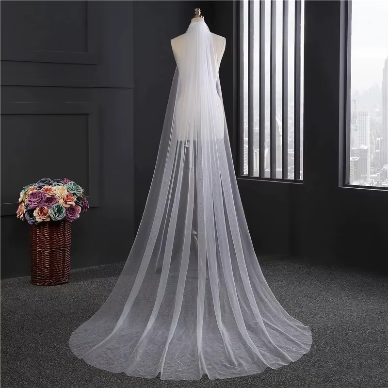 Voile de Mariage Élégant de 3 Mètres de Long pour Patients