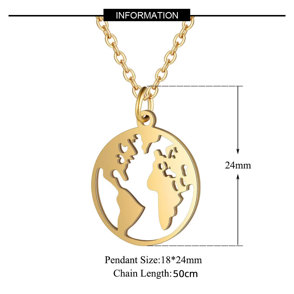 Pendentif carte du monde petit Globe pour femmes