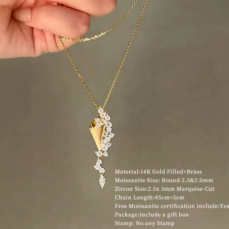 Collier en moissanite taille marquise/ronde
