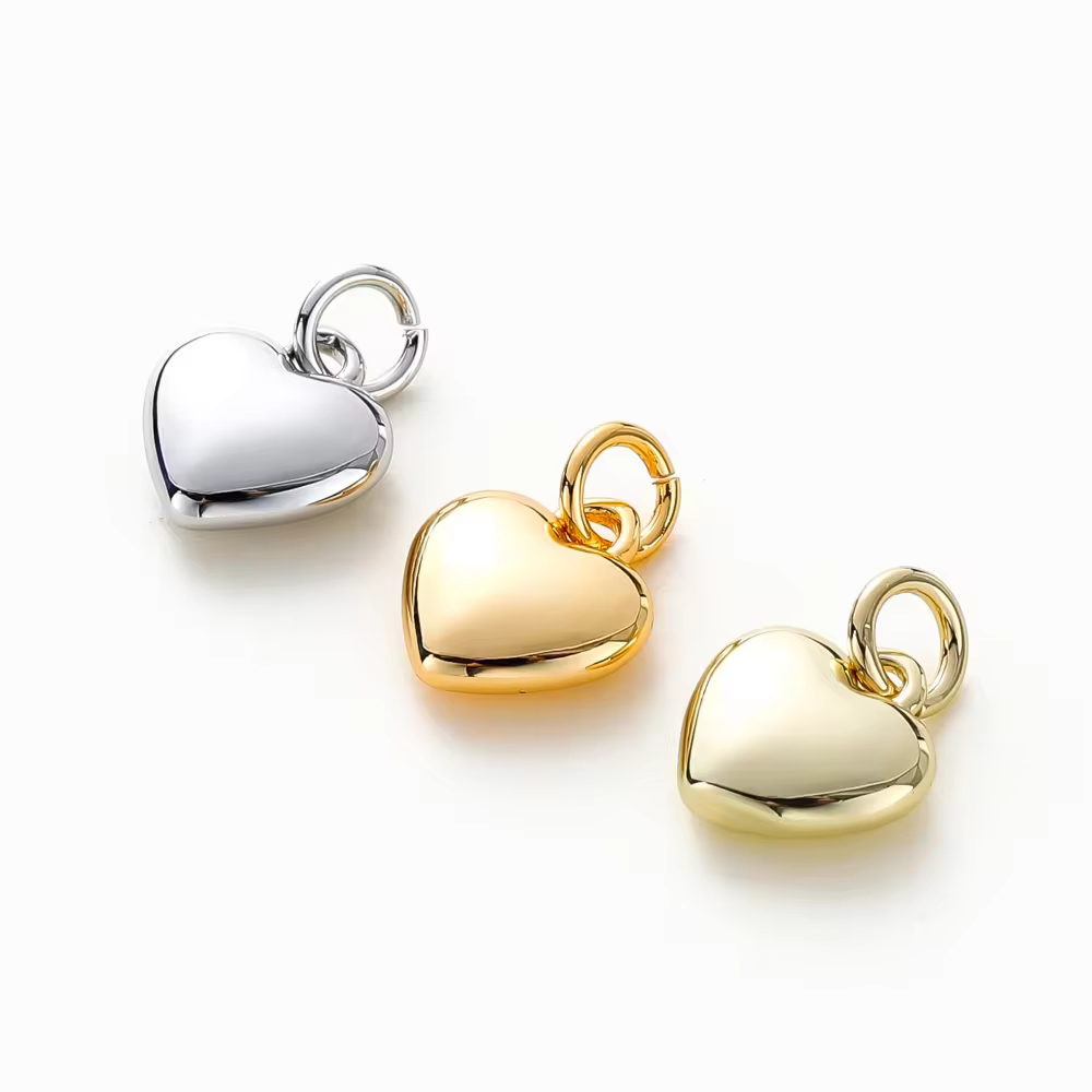 Breloque en forme de cœur plaqué or 14K 18K