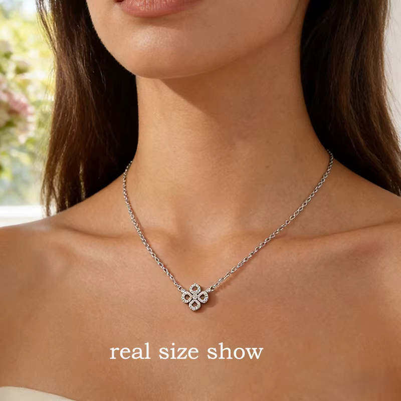 Collier pendentif en moissanite pleine fleur Smyoue pour femmes Chaîne scintillante pour filles Bijoux de cou Plaqué argent sterling S925 18k