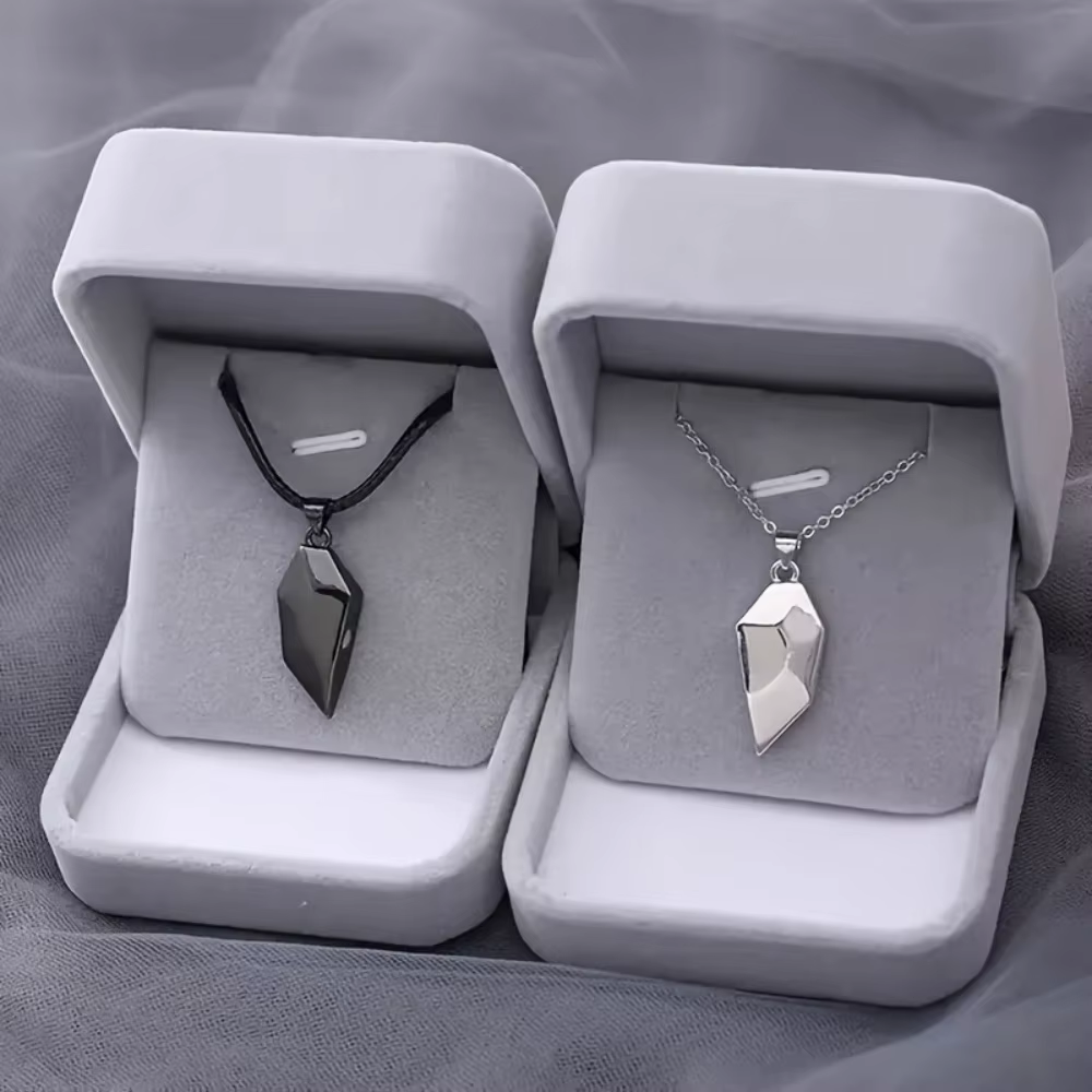 Cadeau de saint valentin bonne qualité Simple Couple pendentif collier électrocardiogramme magnétique coeur