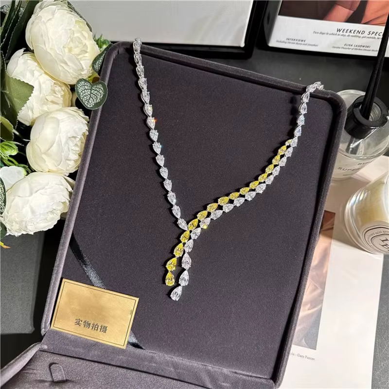 Foyimagination-Ensembles de bijoux en diamant jaune et blanc pour femmes