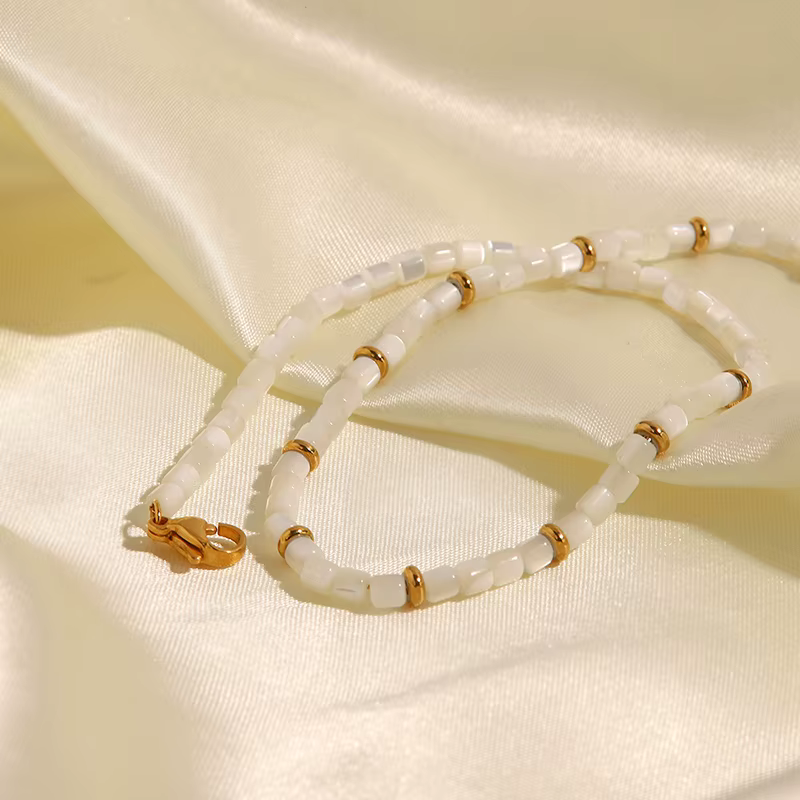 Collier Ras du Cou en Acier Inoxydable Plaqué Or 18K pour Femme