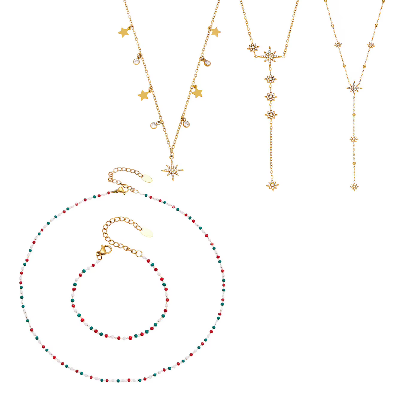 Collier Zircon North Star Y avec perles émaillées empilables