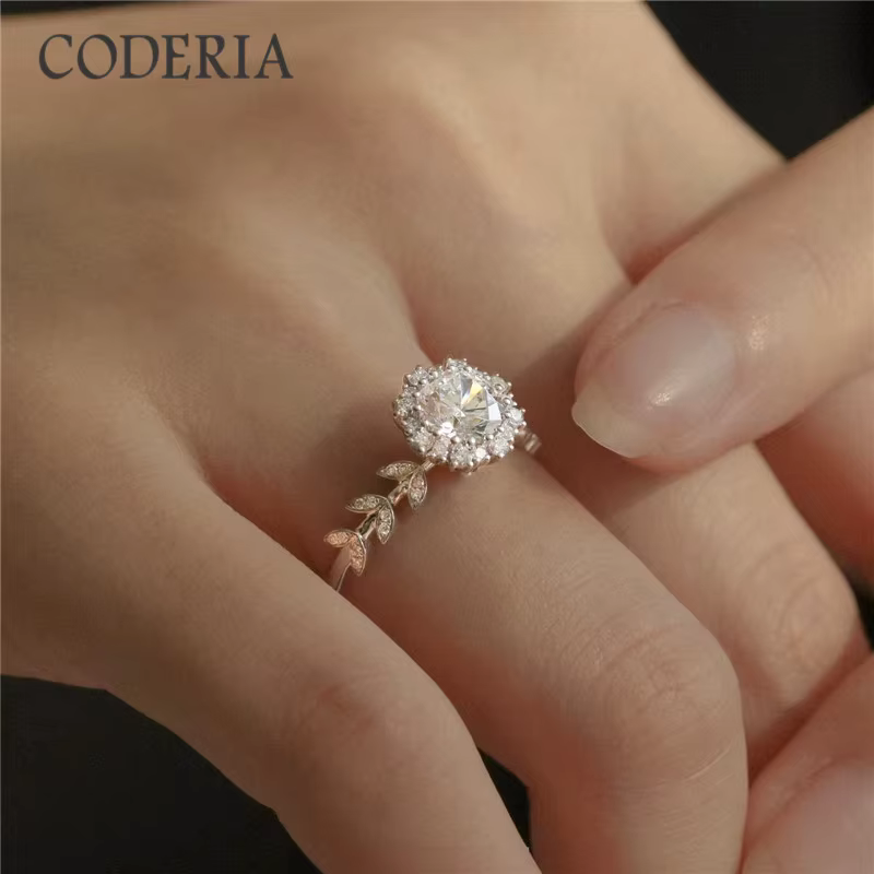 Group bague Moissanite 1 carat Edelwed'appareils plaquée avec 5 couches d'or blanc et d'argent regardé 925