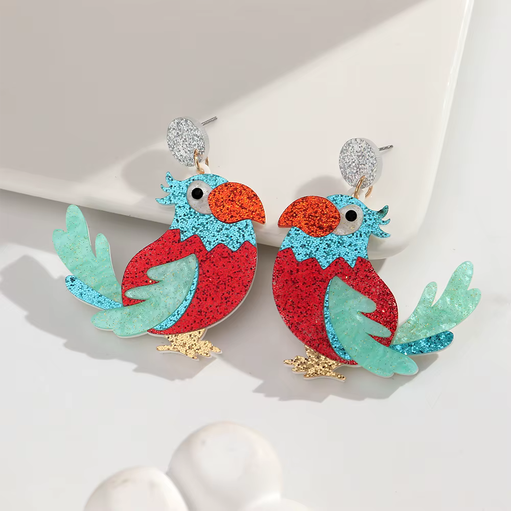 Boucles d'oreilles pendantes amusantes en acrylique scintillant