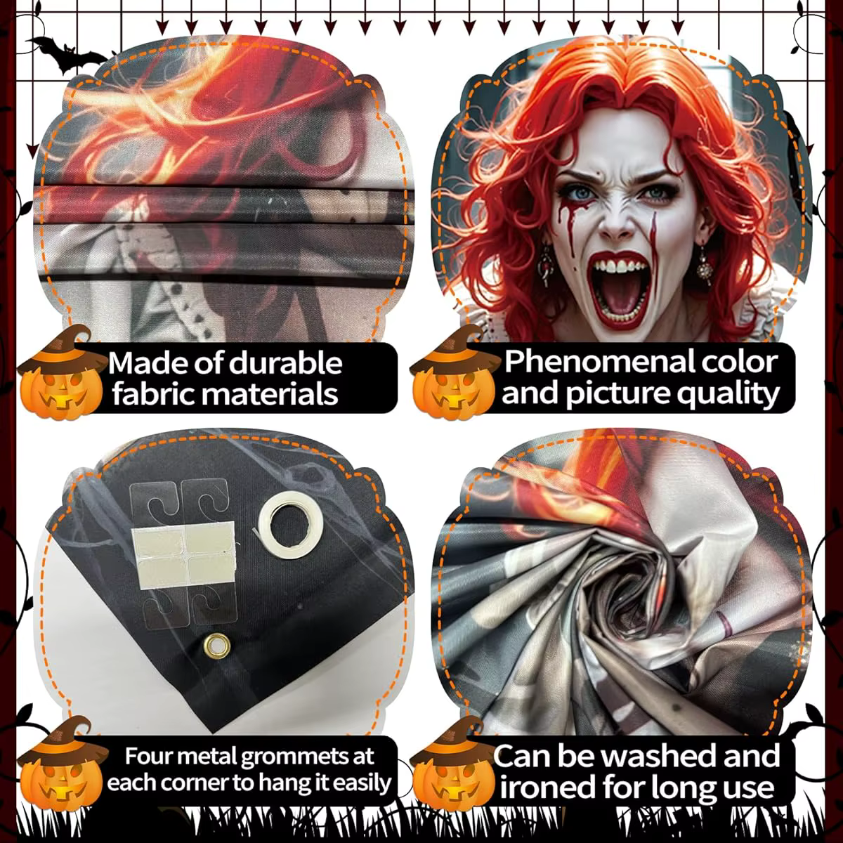 Drapeau de porte 2D, couverture de porte d'Halloween