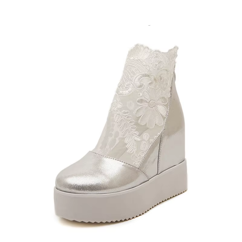 Chaussures à talons compensés en dentelle pour femmes
