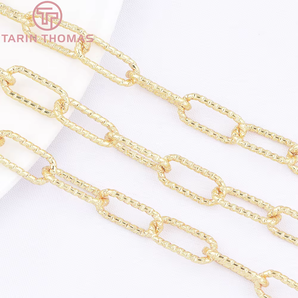 (10061) 18K couleur or alliage de laiton circulaire elliptique collier chaînes sac chaîne de haute qualité bijoux à bricoler soi-même faisant des accessoires