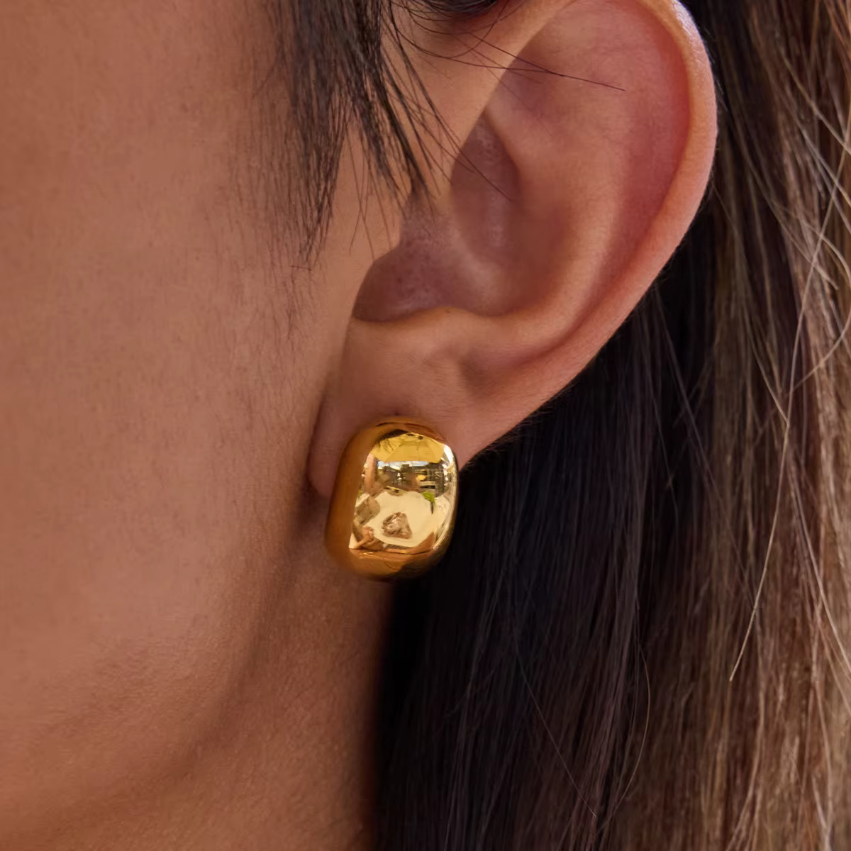 Yori exquis lisse C cerceau boucles d'oreilles pour femmes couleur or mode charme hypoallergénique Bijoux cadeau
