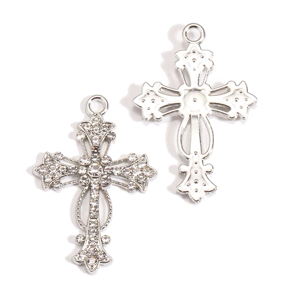 Peixin 10 pièces élégant croix breloques strass bijoux chrétiens pour la mode collier boucles d'oreilles porte-clés bricolage pendentifs faits à la main