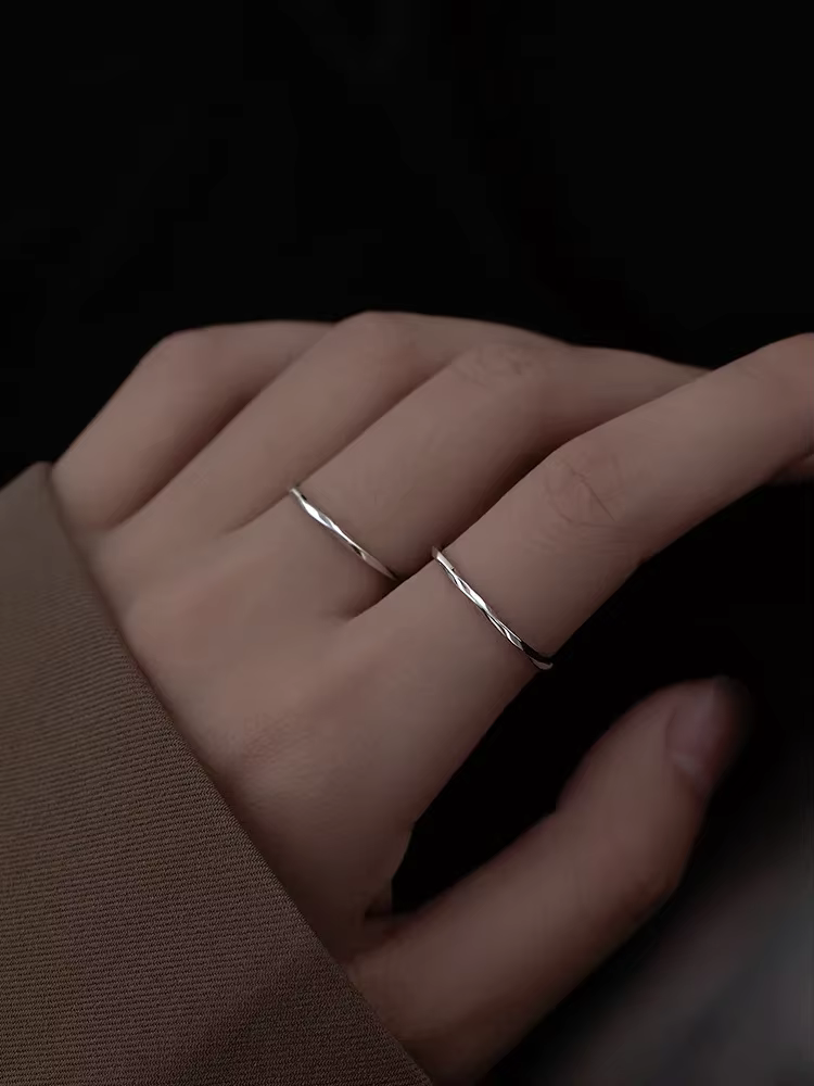Bague pliante géométrique en argent Sterling 925 pour femmes