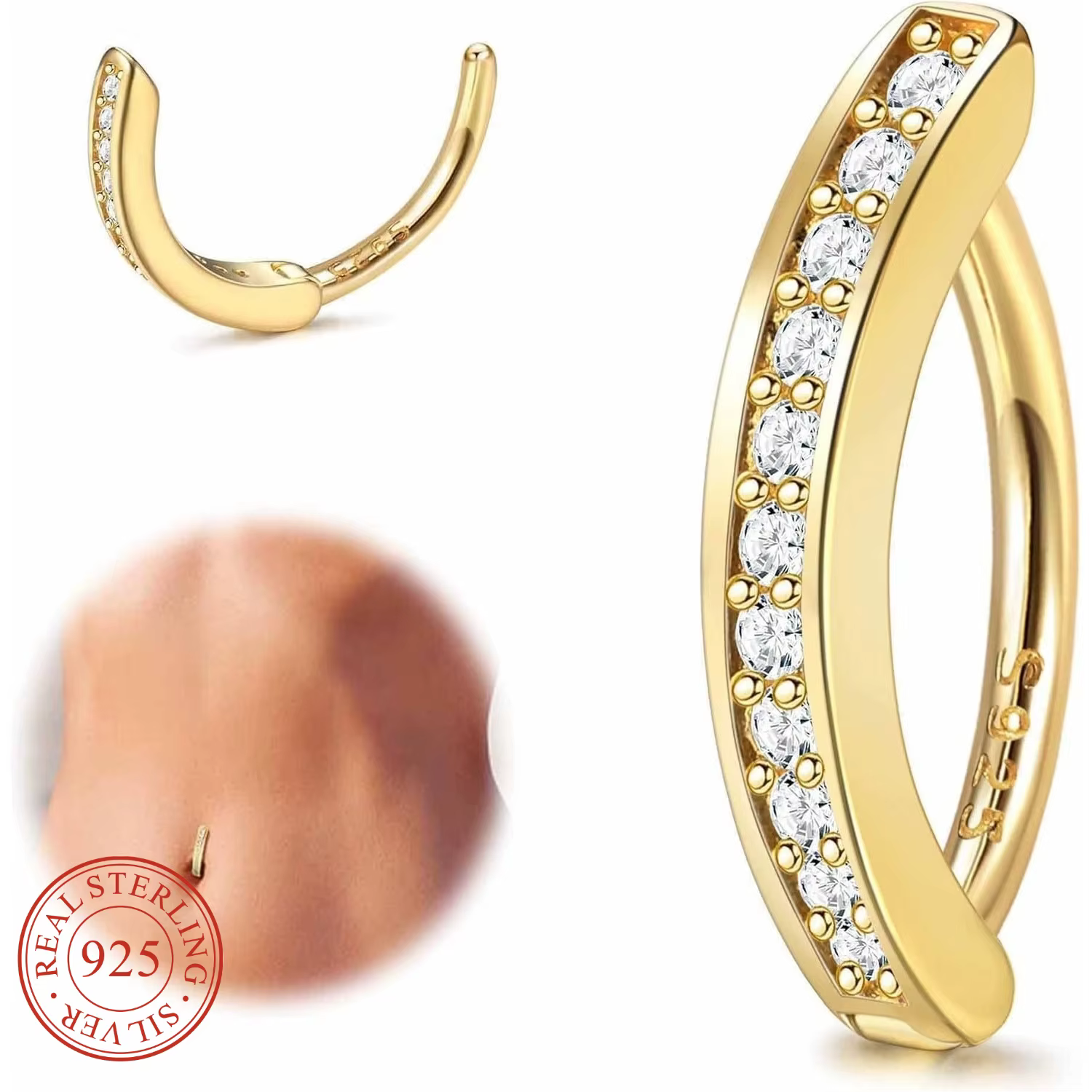 Anneaux de nombril plaqués or 18 carats pour femmes