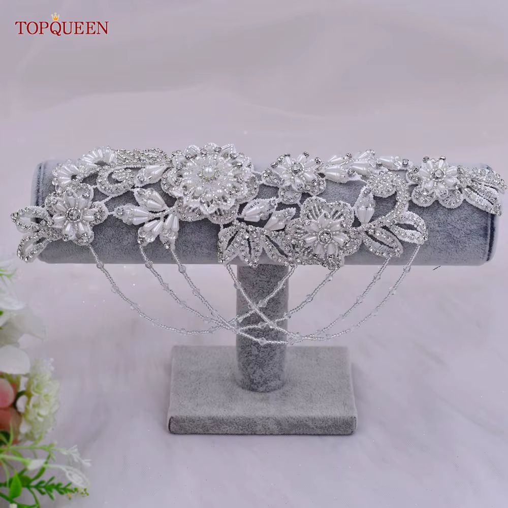 TOPQUEEN S80 argent épaulettes épaule bijoux décoratifs mode tempérament vêtements accessoires à la main perles strass