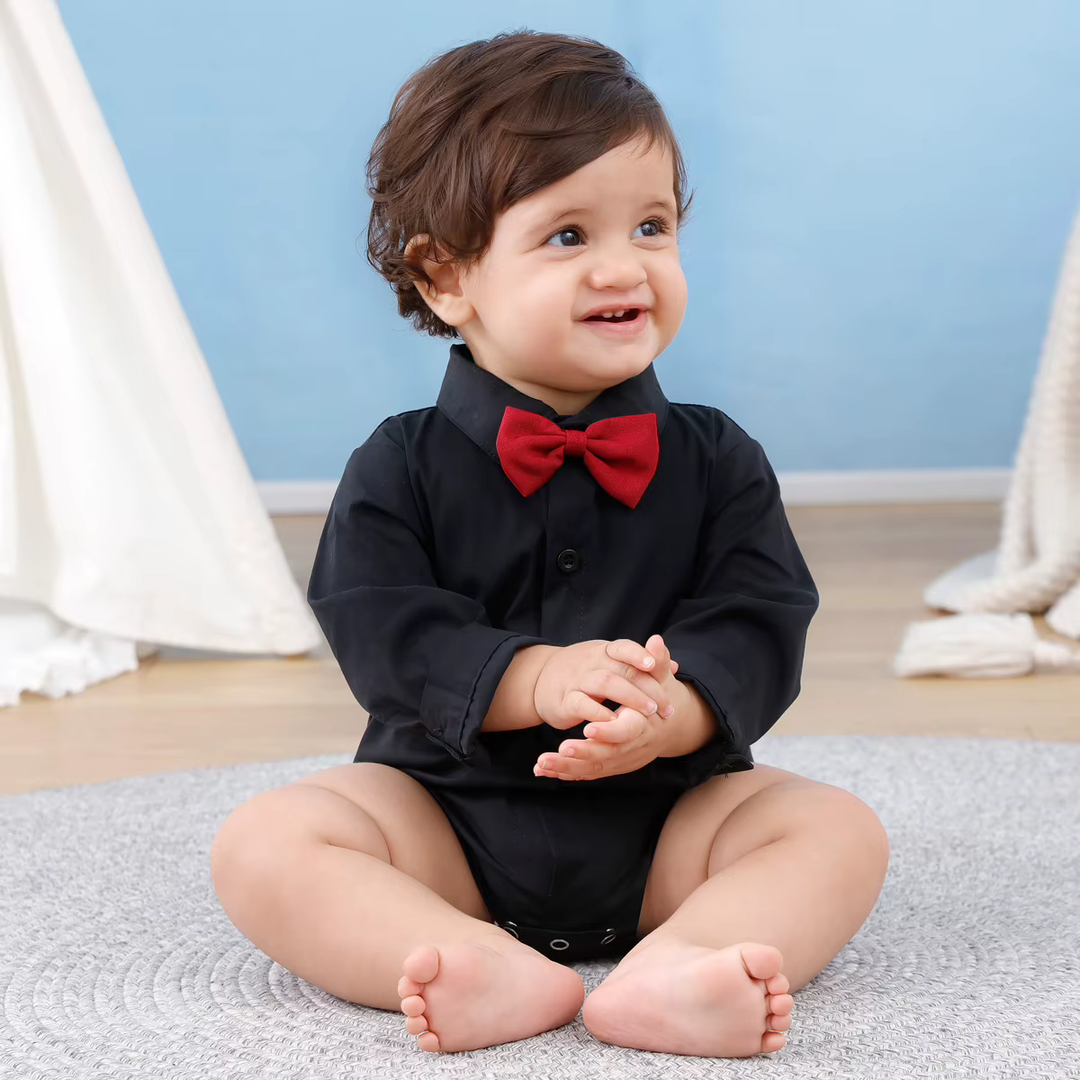 Bébé garçons robe chemise nouveau-né baptême body infantile mariage