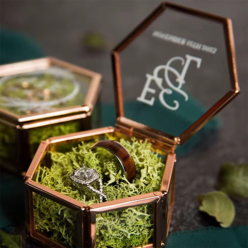 Boîte à bagues en verre personnalisée