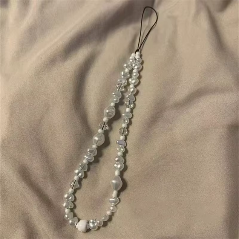 Perle amour coeur court main poignet lanière simplicité courte sangle de téléphone