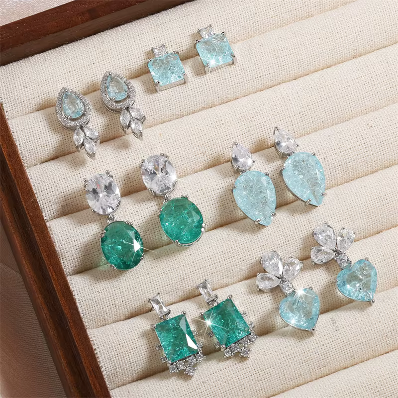 Boucles d'oreilles rectangulaires en zircon cubique pour femmes et filles