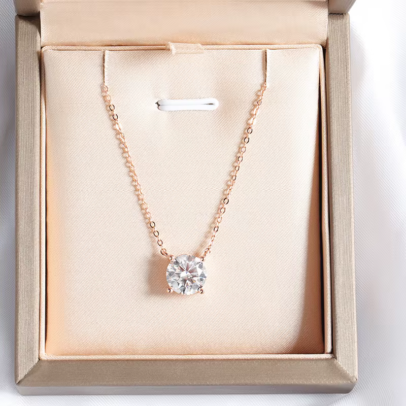 Smyoue 1-5CT couleur or Rose Moissanite collier pour femmes