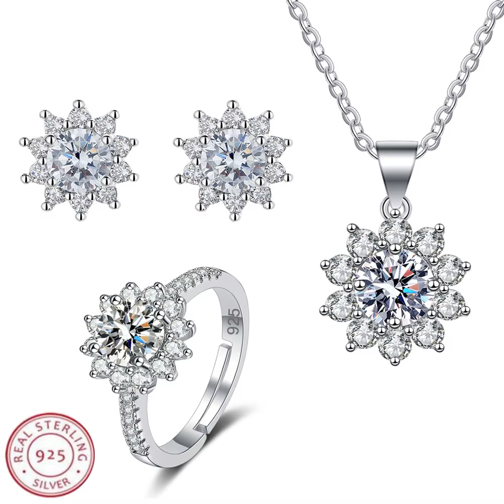 Ensemble de bijoux en argent regardé 925 pour femme