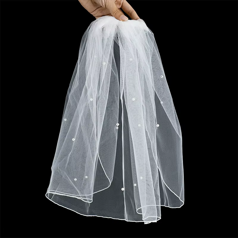 Voile de Patients de Mariage Élégant avec Perles