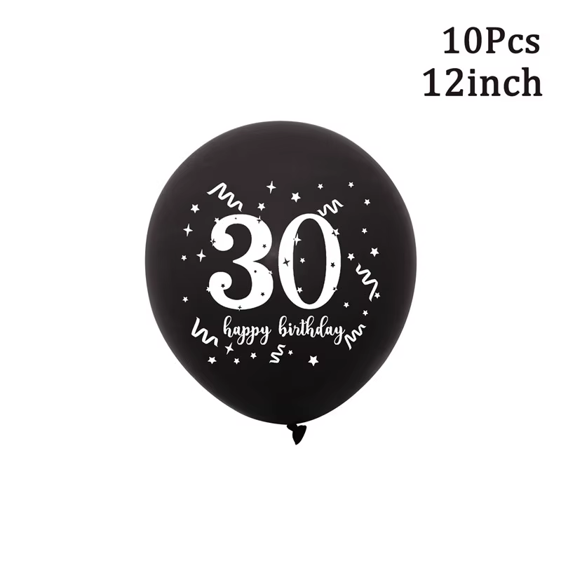 Ballons en Latex noir or 30 40 50 60 ans anniversaire adultes hommes femmes joyeux