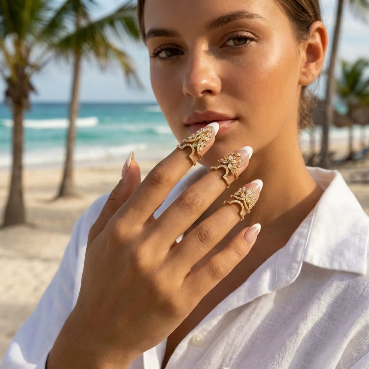 Bagues créatives en zircon cubique en forme de couronne de fleurs pour femmes et hommes