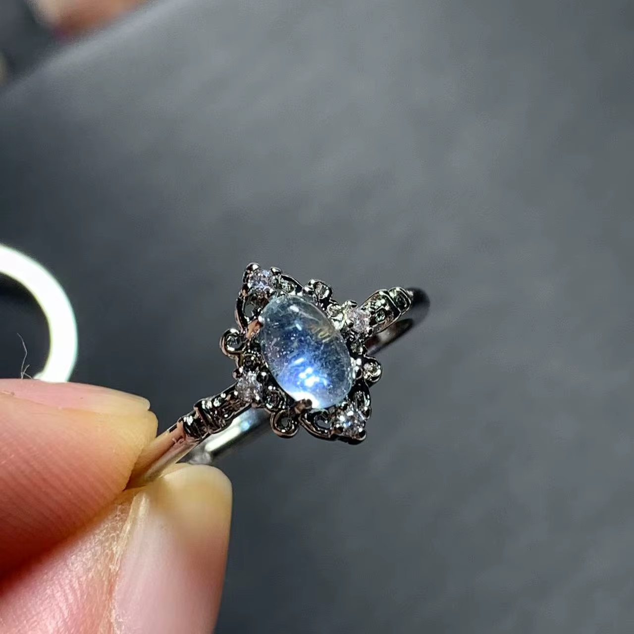 Bague aigue-marine naturelle Vintage pour femmes