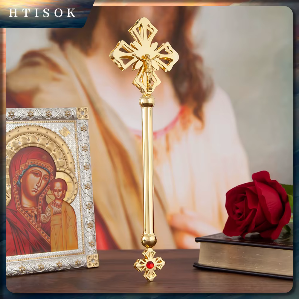 Crucifix catholique croix en métal doré